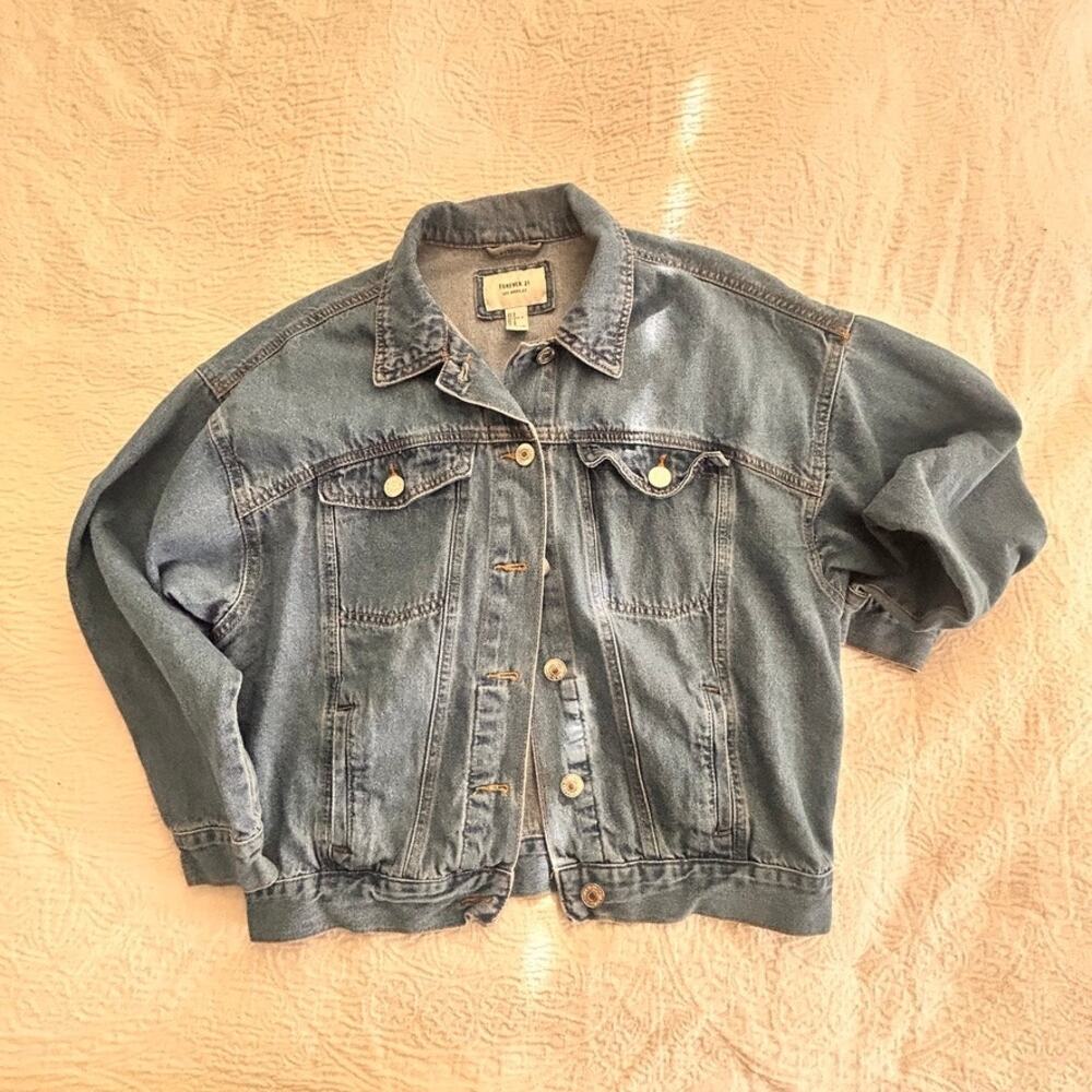 Forever 21, Classic Denim Jacket, Medium Blue, size small